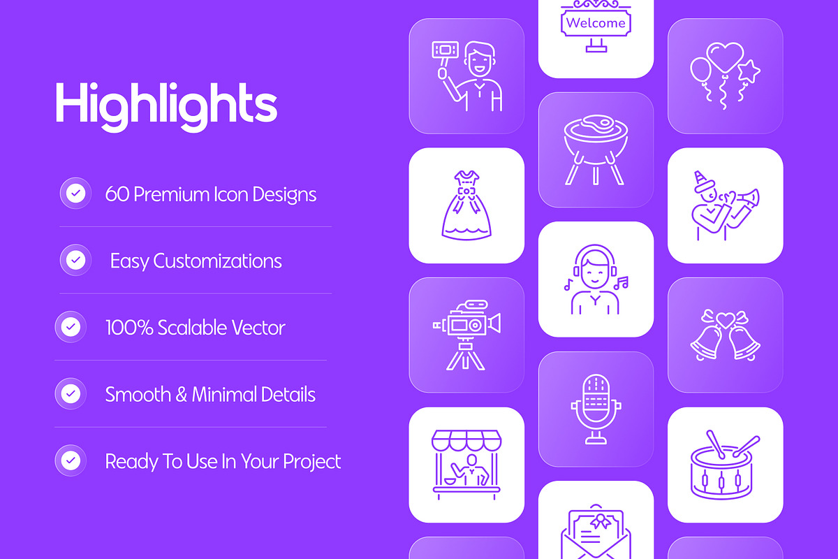 Animated Event Icons Set, an Outline Icon by Prosymbols (Photo 2 of 4)