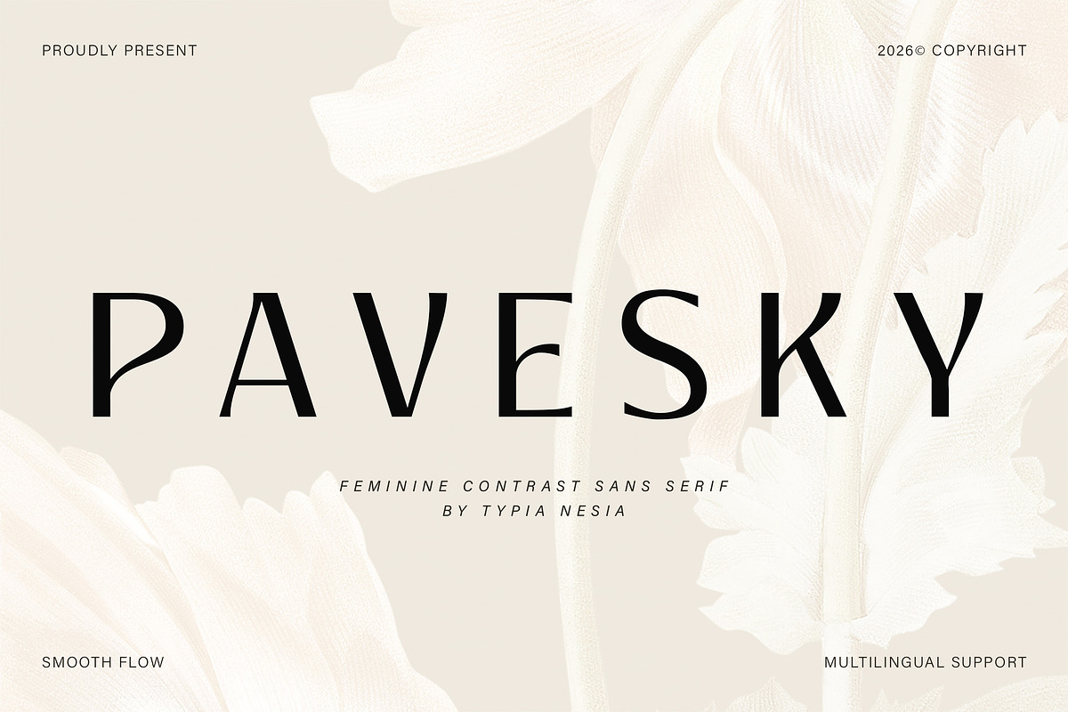 Pavesky – Luxury Elegant Beauty Sans, a Sans Serif Font by Typia Nesia (Photo 1 of 12)