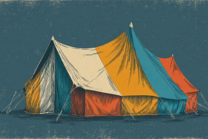Colorful tent stands in open area, a Photo by Beautiful things