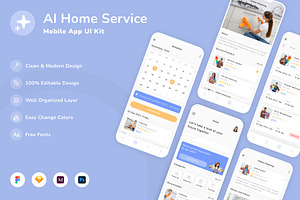 AI Home Service Mobile App UI Kit, an UI Kit Template by Betush