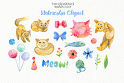 Watercolor Cats ClipArt, an Animal Illustration by OllyKo Art (Thumbnail 2 of 6)