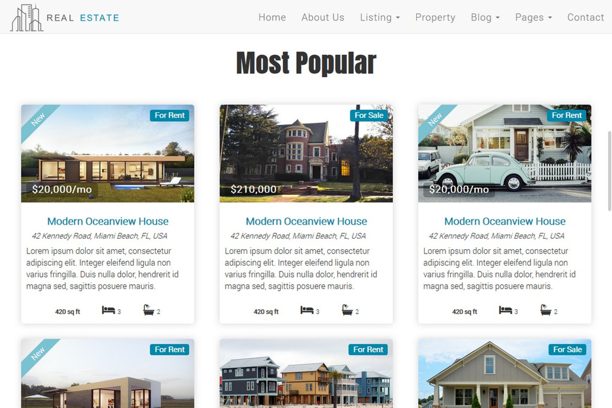 Real Estate Theme - Dream House, a Bootstrap Template by Verane (Photo 1 of 7)