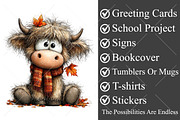 Whimsical Autumn Highland Cow PNG, a Seasonal Illustration by Canvas Craft (Thumbnail 3 of 10)
