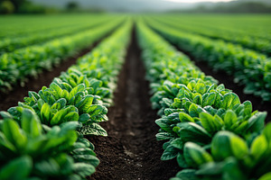 Rows of fresh green spinach plants, a Nature Photo by MistyDay