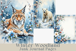 Woodland Winter Junk Journal Pages.