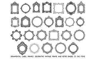 Ornamental label frames 25 svg items, a Background Graphic by SketchArtStudio