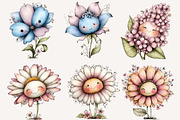 whimsical smiling flower clipart, an Illustration by Designworld (Thumbnail 4 of 6)