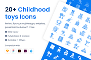 Childhood Toys Icons, an Outline Icon by Brickclay (Thumbnail 1 of 7)