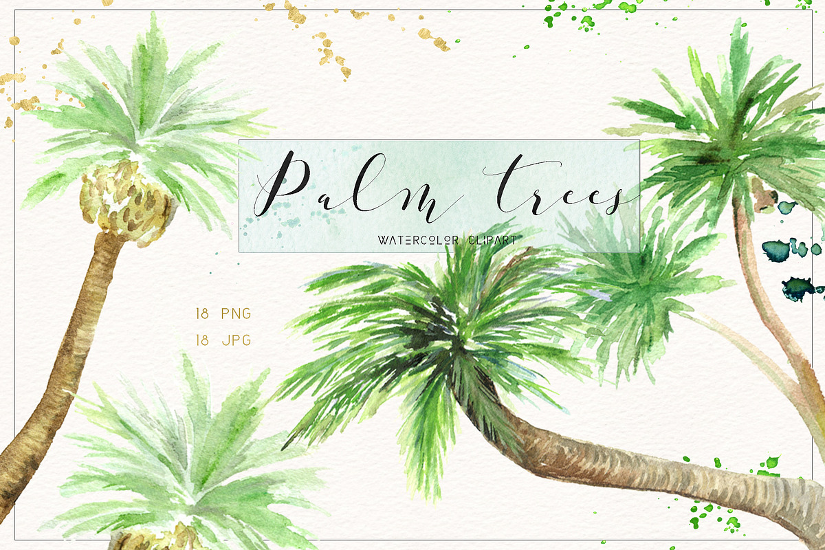Palm tree. Watercolor clipart., an Illustration by LABFcreations (Photo 5 of 5)