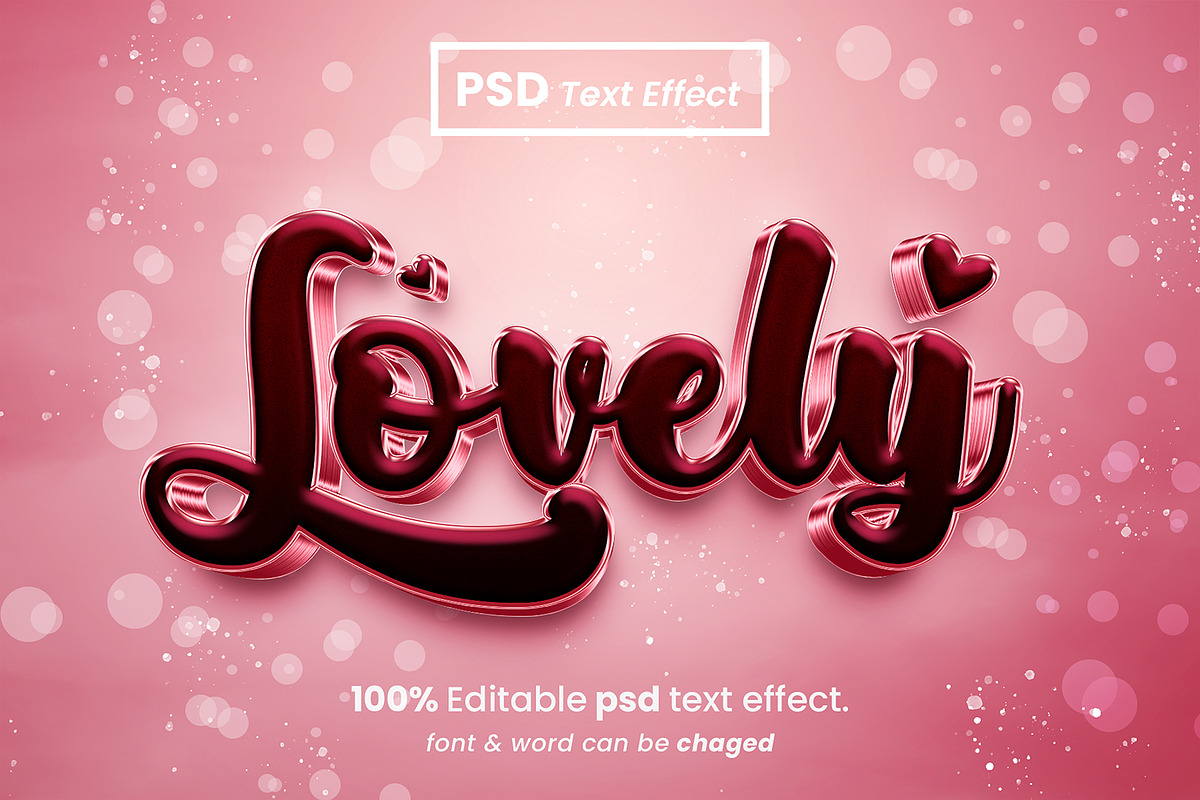 Lovely editable 3d text effect, a Brushes & More by Zamans