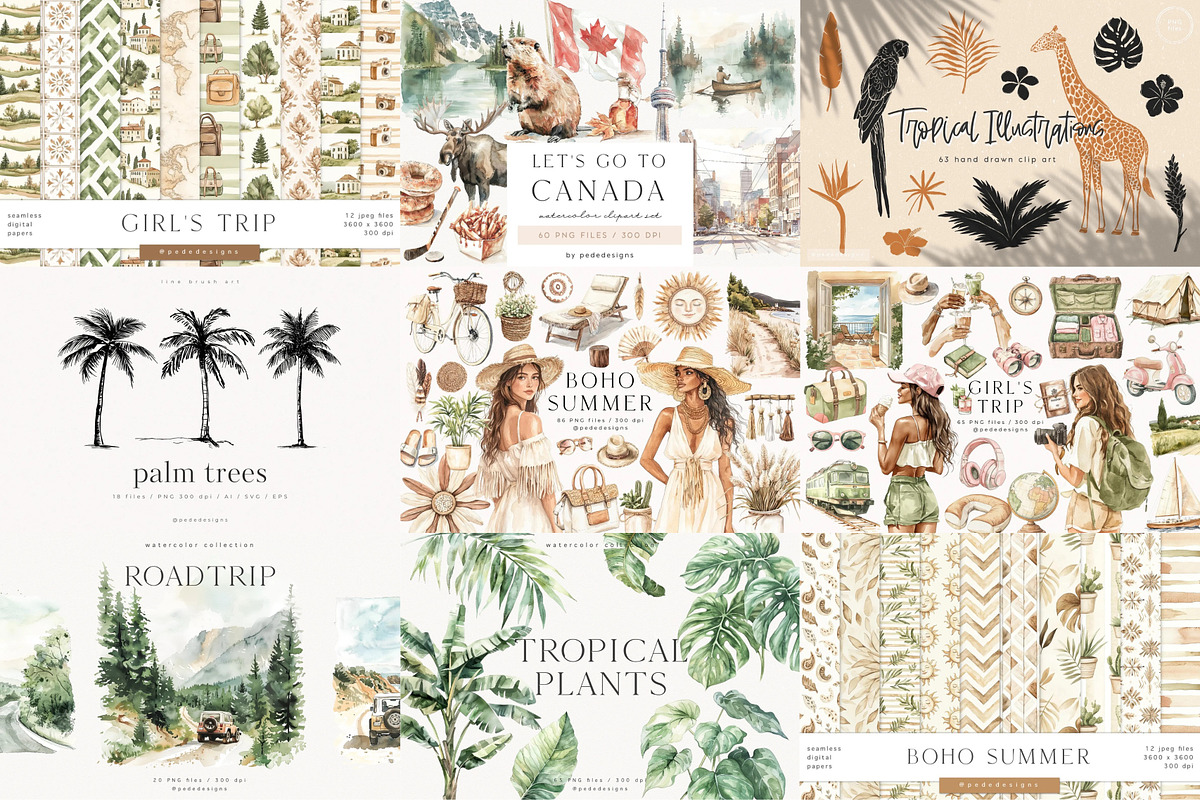 Summer & Travel Bundle, a Seasonal Illustration by PeDe Designs (Photo 5 of 15)