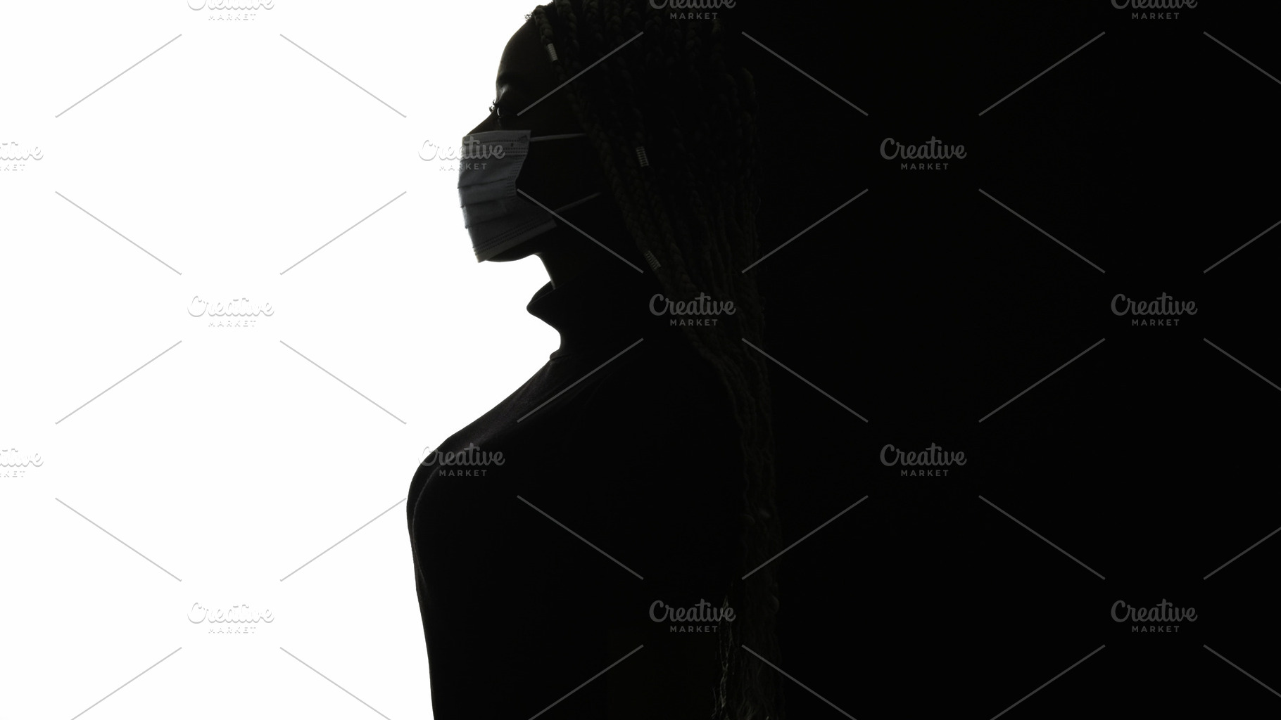 Quarantine silhouette air pollution woman in mask, a Person Photo by Photo Drive Studio