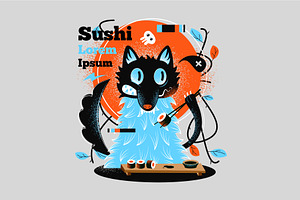 flat grain sushi illustration, an Animal Illustration by fet