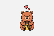 Cute Bear Holding Honey Jar, an Animal Illustration by shazi (Thumbnail 2 of 4)