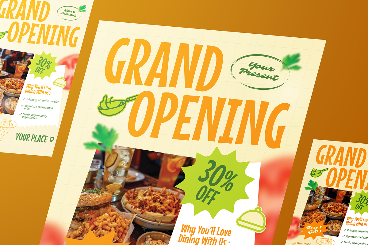 Restaurant Grand Opening Flyer Set, a Flyer Template by Annora Studio (Photo 6 of 6)