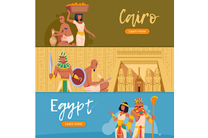 Egypt banners. authentic characters, an Illustration by Onyx