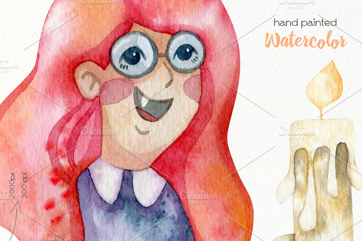Watercolor Witchcraft Clipart, an Education Illustration by OllyKo Art (Photo 7 of 8)