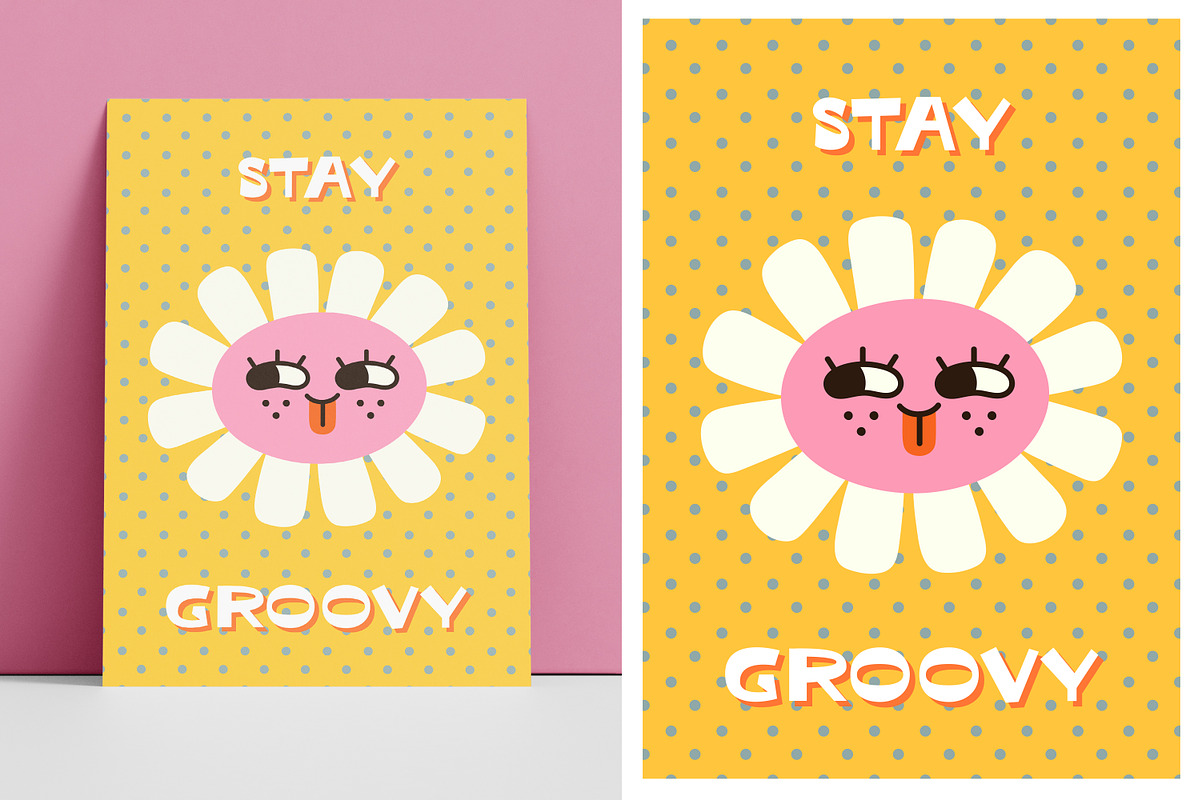 Groovy daisy cards, posters set, a Decorative Illustration by Good Studio (Photo 3 of 5)