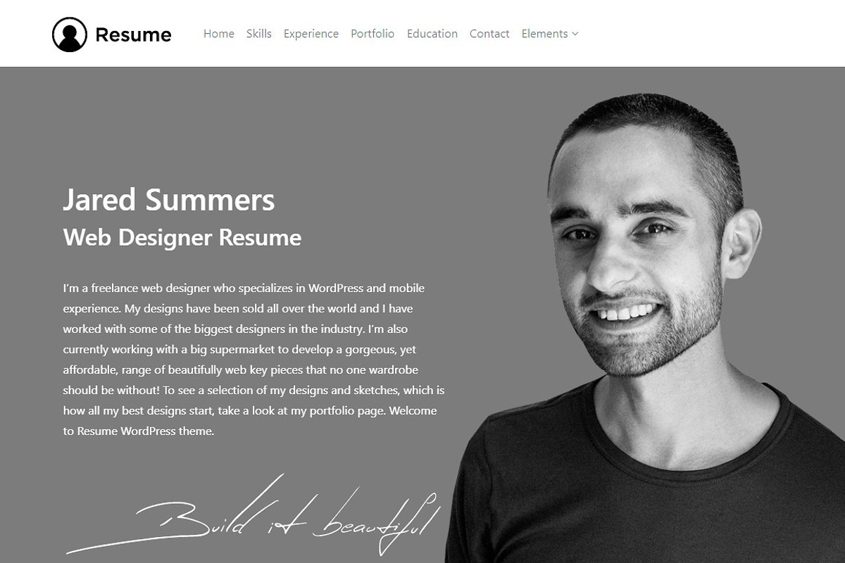 Resume CV & Portfolio WordPress Theme