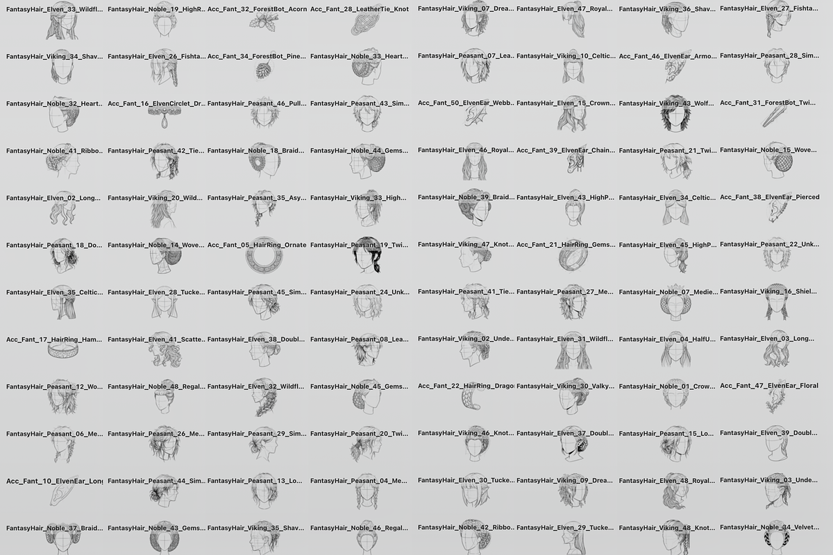 Fantasy Hair Stamp Procreate Brushes, a Brush Add-On by Selentaori Studio (Photo 2 of 12)