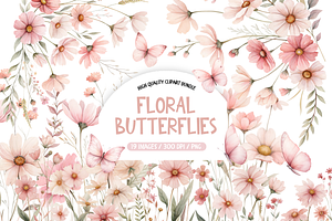 Butterfly Floral Png, Butterfly Clip, an Illustration by TatiMockup