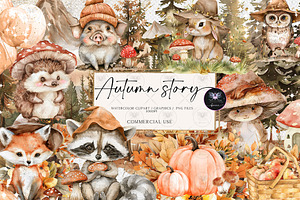 Woodland Animals Fall Clipart, an Illustration by BigCakeBee