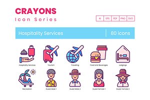 80 Hospitality Services  Icons, an Icon by Flat Icons