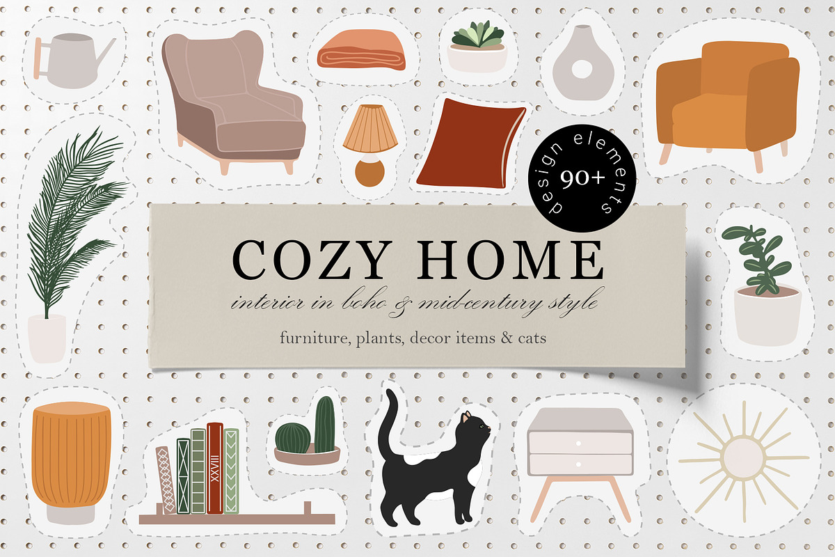 Cozy Home Decor Collection, a Decorative Illustration by Letters-Shmetters (Photo 1 of 10)