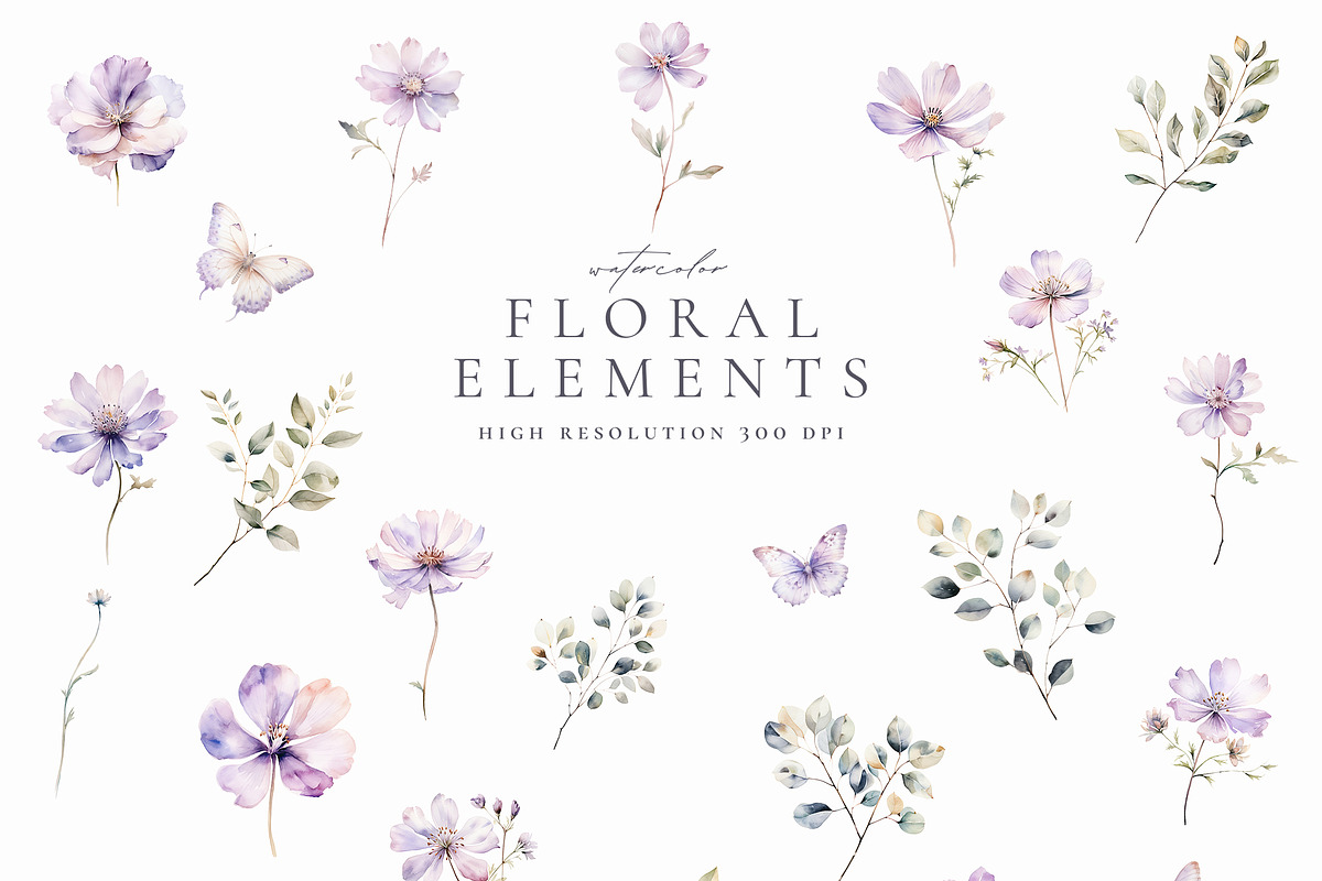 Dreamy Florals Watercolor Clipart, a Decorative Illustration by Altea Design Studio (Photo 14 of 19)