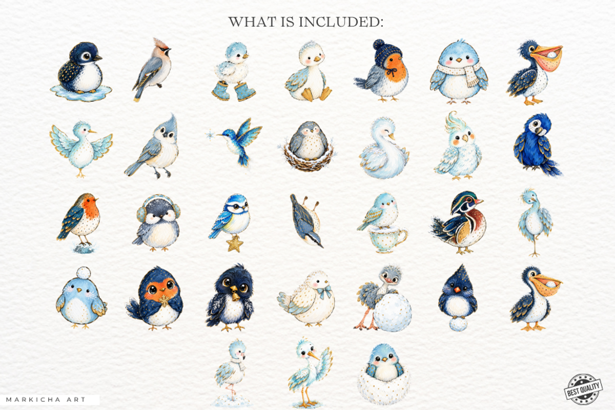 Winter Birds PNGs, an Animal Illustration by Markicha Art (Photo 4 of 5)