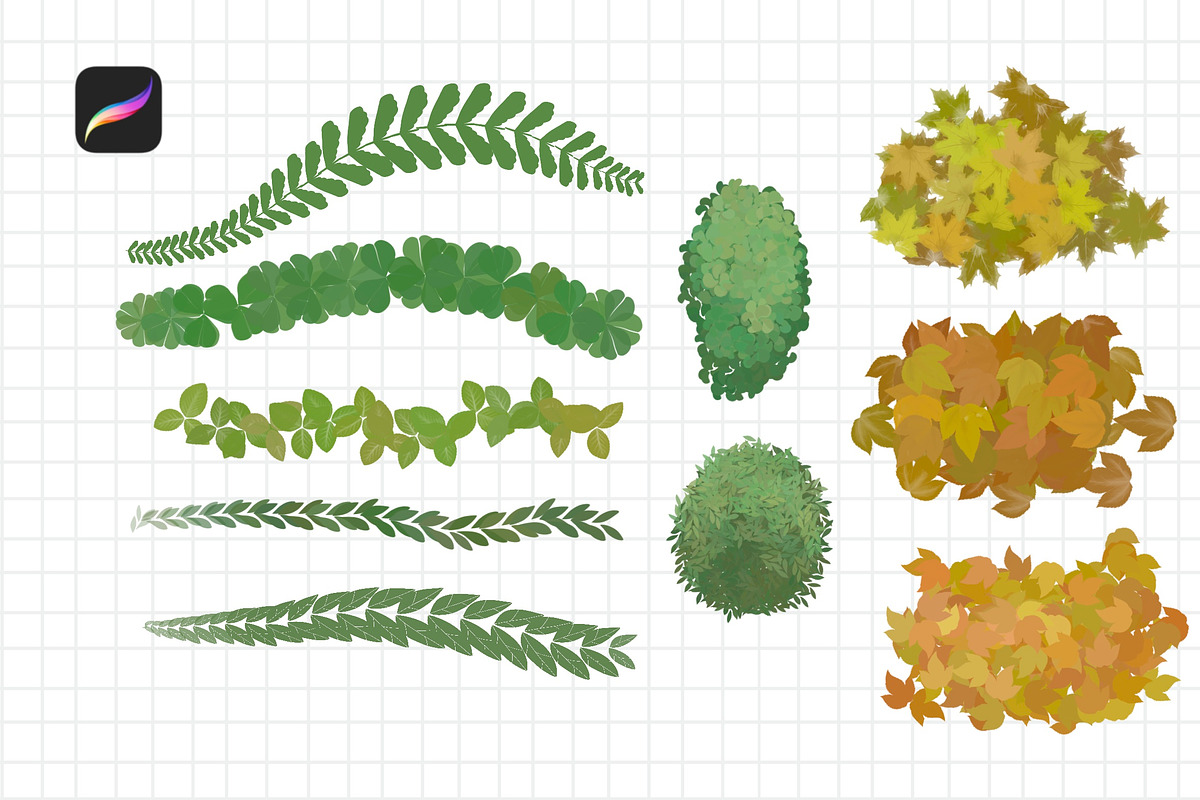 20 Leaf Brushes for Procreate, a Brush Add-On by badrusblue (Photo 2 of 5)