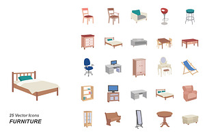 Furniture Color Vector Icons