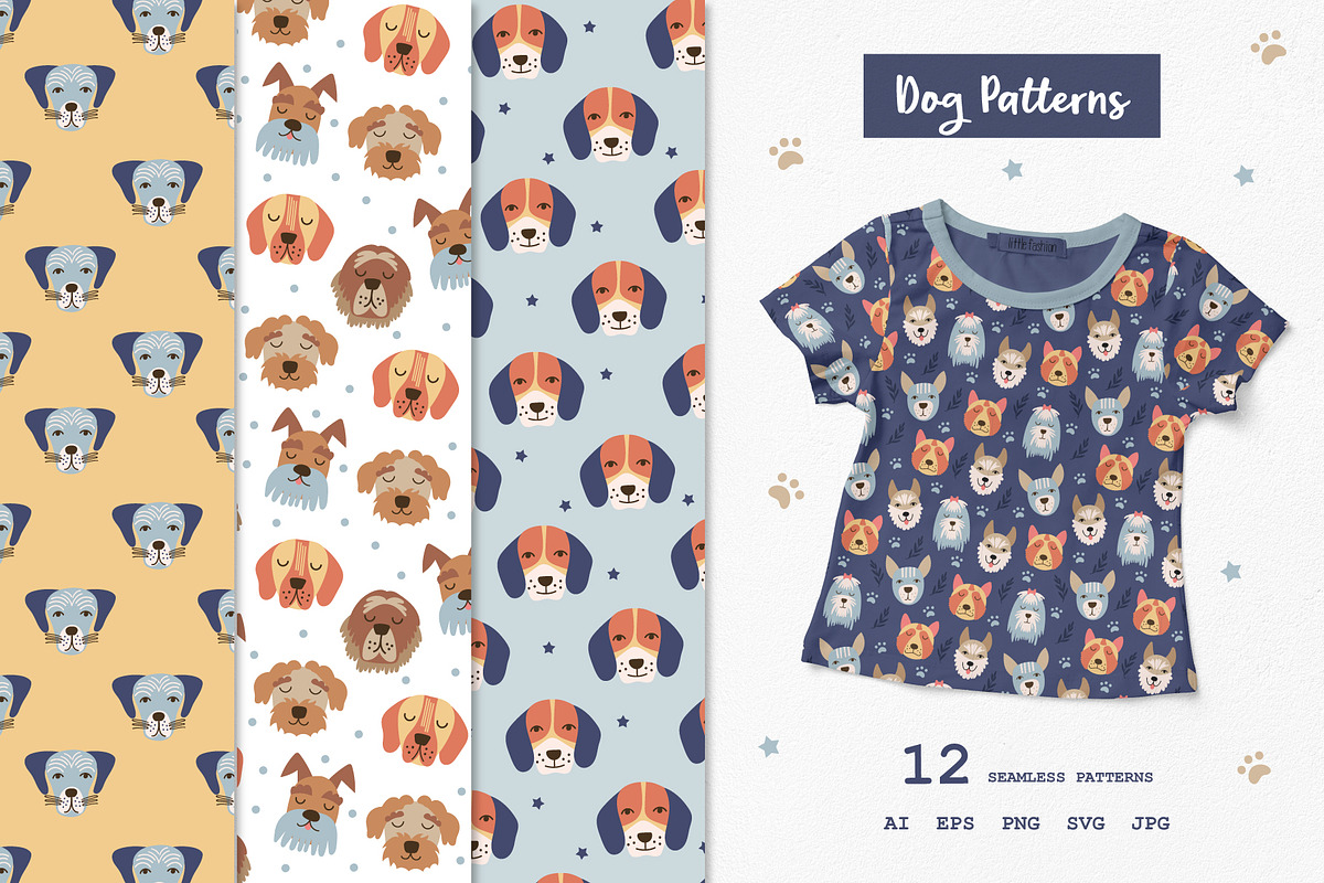 Dogs Seamless Pattern Collection., a Pattern Graphic by DearLetters (Photo 1 of 5)