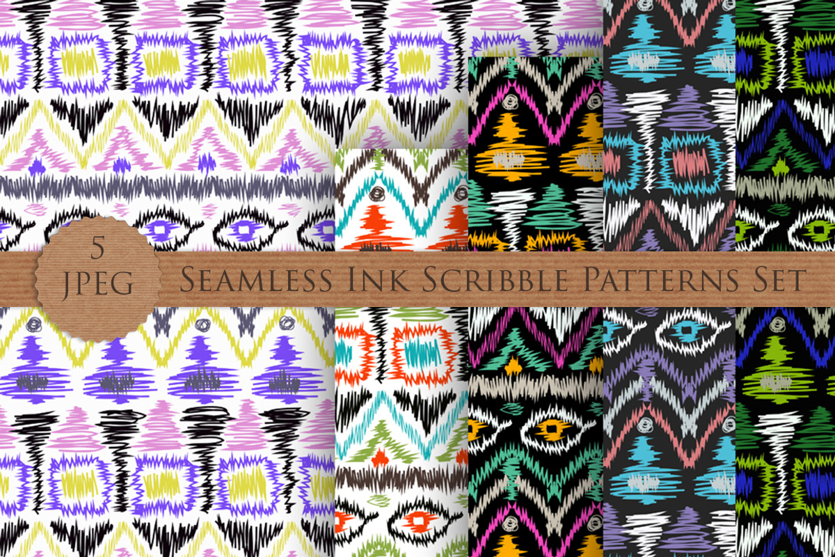 SCRIBBLE ink seamless folk patterns, a Pattern Graphic by Futurel (Photo 5 of 5)
