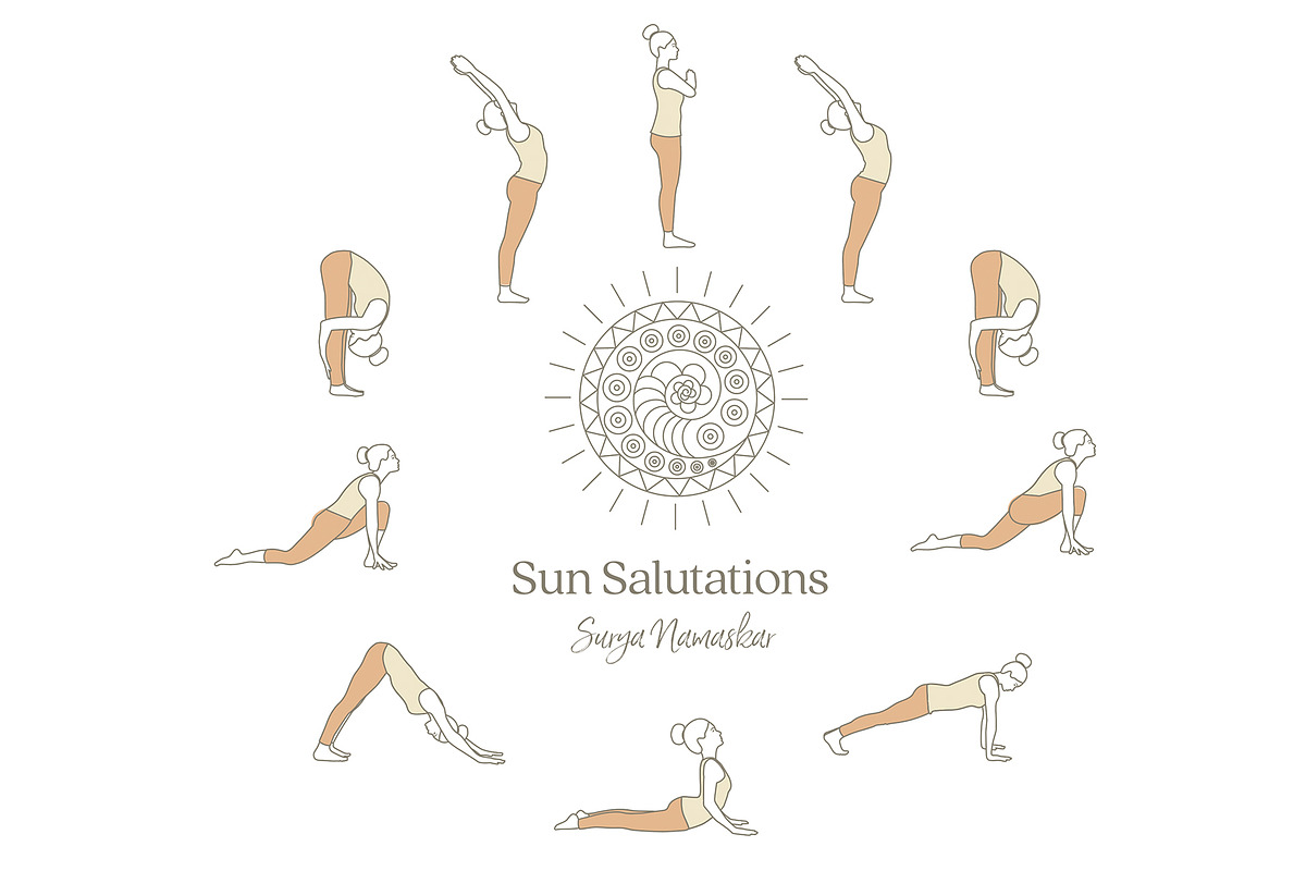 SunSalutation MoonSalutation bundle, an Illustration by Sunnyfields (Photo 2 of 9)