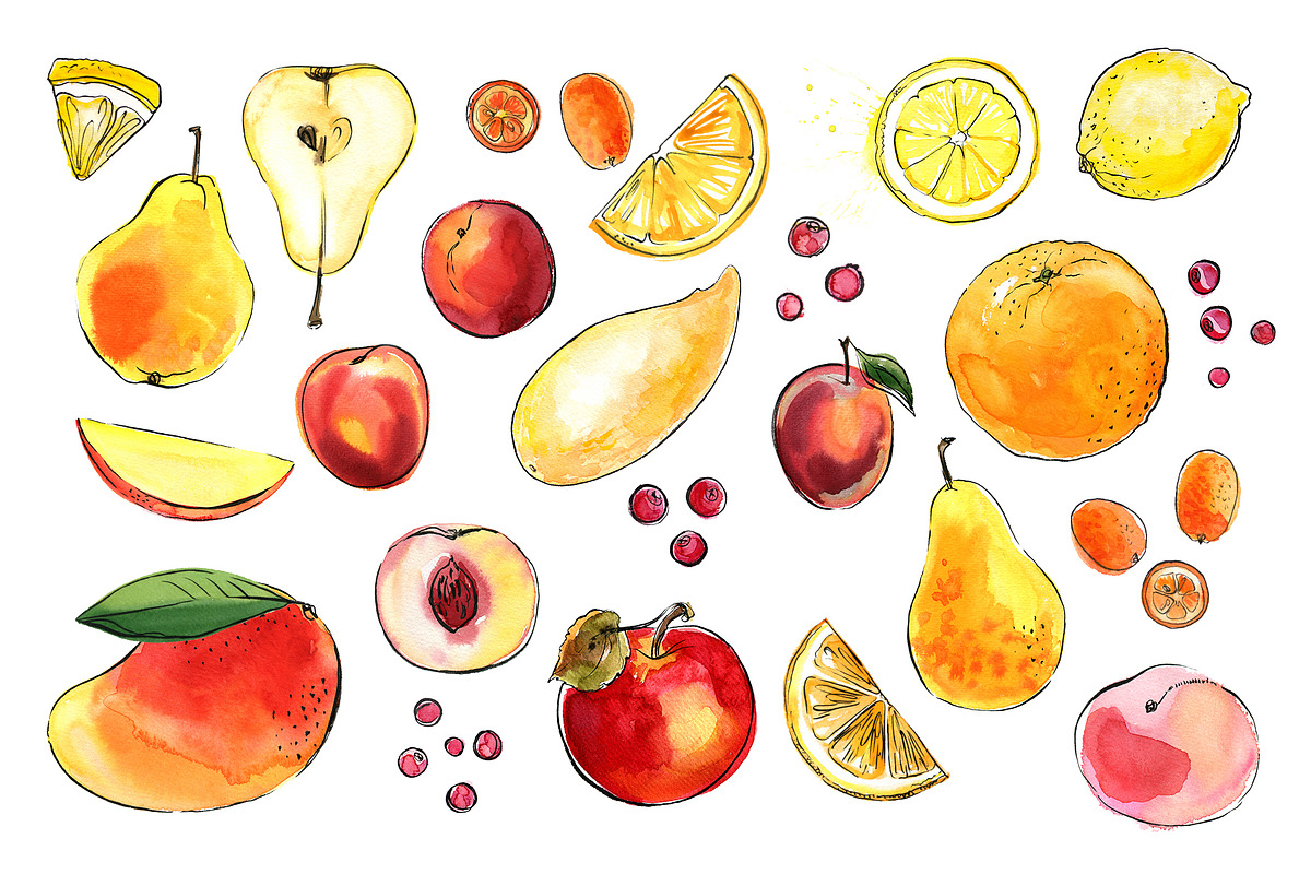Food watercolor. Fruits and berries, a Food Illustration by irina.vaneeva (Photo 2 of 10)