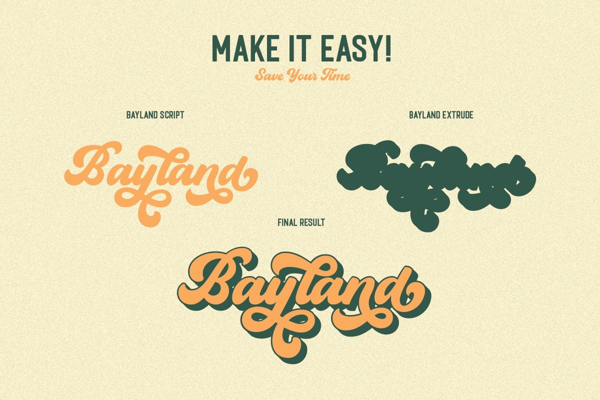 The Bayland - Retro Font, a Script Font by Letterhend Studio (Photo 10 of 11)
