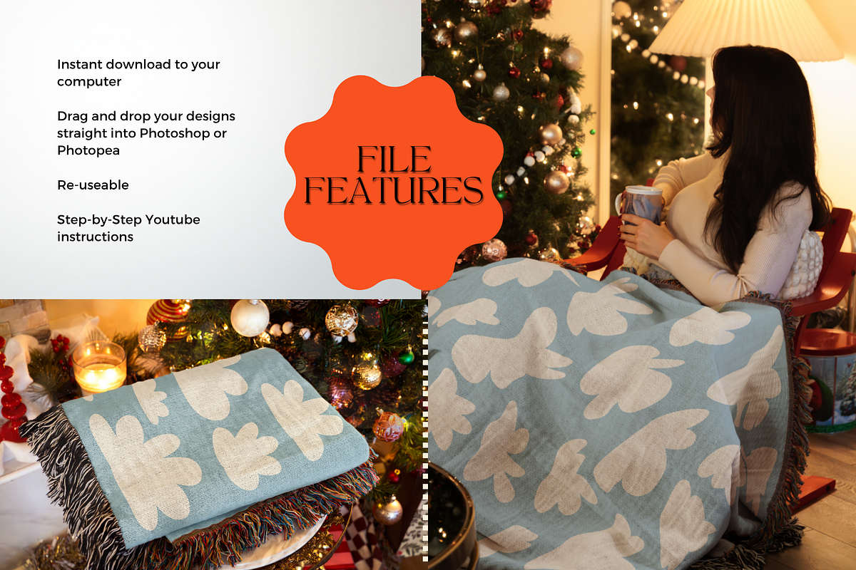 Woven Throw Blanket Mockup Bundle, a Household Mockup by VisualGrid (Photo 4 of 10)