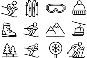 Vector illustration of skiing icons, a Sport Illustration by ZinetroN