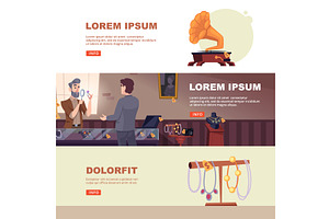 Pawn shop. horizontal banner with, a Finance Illustration by Onyx