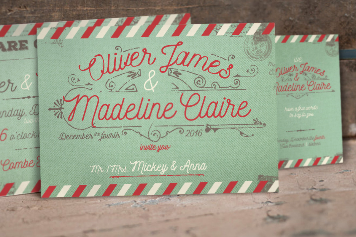 Vintage Airmail Wedding Suite, an Invitation Template by BlueRobinDesignShop (Photo 2 of 6)