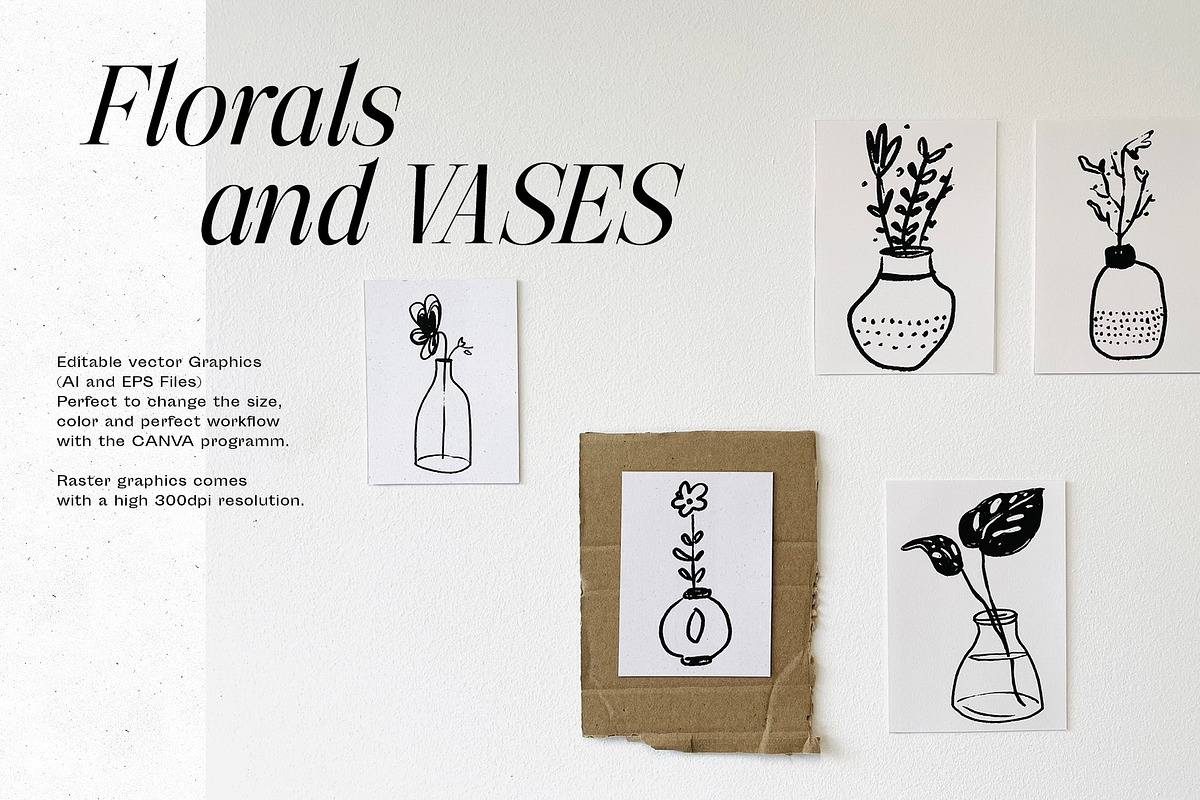 FLOWERS AND VASES Illustrations, a Decorative Illustration by dicreate (Photo 8 of 12)
