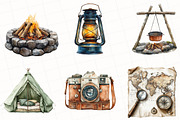Vintage Camping Watercolor Clipart, an Illustration by OK Design (Thumbnail 4 of 5)