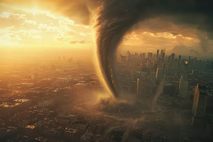 Destruction from a tornado wind stri, a Photo by Iftikhar Alam
