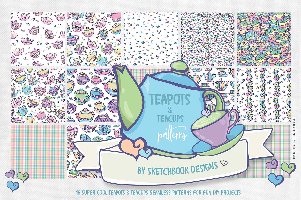 Teapots & Teacups Design Set, an Illustration by Sketchbook Designs (Photo 6 of 13)