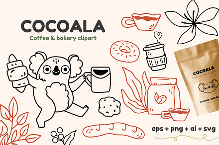 Mascot logo & coffee shop line art