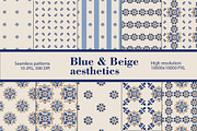 Pattern set Blue and Beige aesthetic, a Pattern Graphic by L- design studio (Thumbnail 1 of 6)