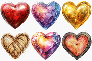 Watercolor Christmas Hearts Clipart, an Illustration by Canvas Craft (Thumbnail 3 of 8)