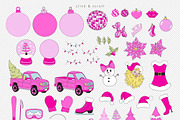 Barbie Pink Christmas clipart set, an Object Graphic by @olga.angelloz (Thumbnail 2 of 2)