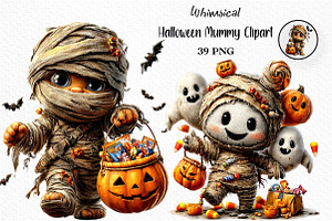 Whimsical Halloween Mummy Clipart, a Seasonal Illustration by Craft Nest